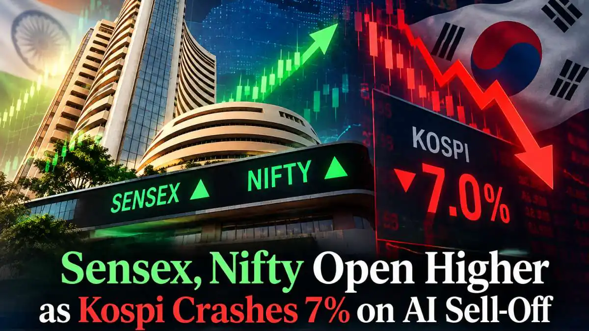 Sensex, Nifty Open Higher as Kospi Crashes 7% on AI Sell-Off