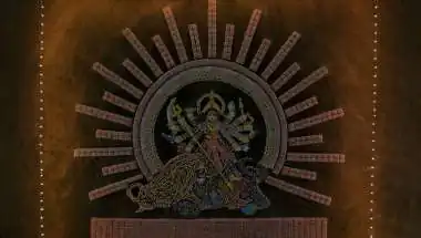 Adani Cement Creates 70-ft Maa Durga Image With 15,000 Cement Bags