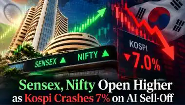 Sensex, Nifty Open Higher as Kospi Crashes 7% on AI Sell-Off
