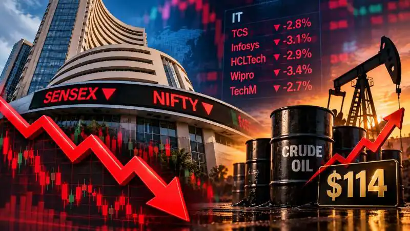 Sensex, Nifty Open Lower as IT Stocks Slip; Crude at $114